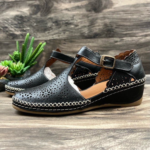 NIB Spring Step Roxela Black Leather T Strap Mary Jane Sandals Shoes - Picture 4 of 13